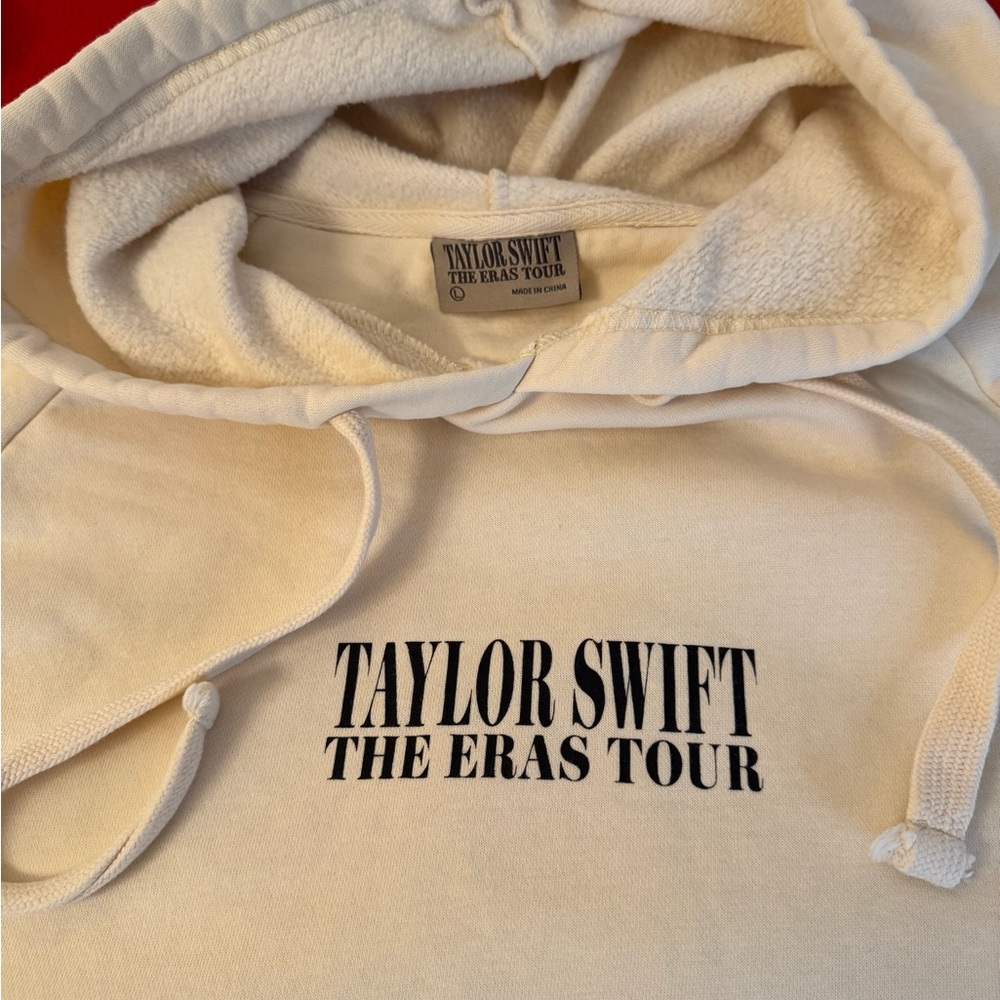 Taylor Swift The Eras Tour Beige Hoodie Unisex Size L Adult Oversized pullover - Picture 4 of 9